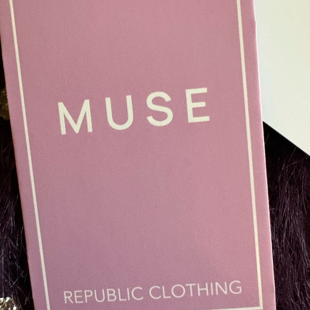 NWT Muse Plum Fuzzy Crewneck Sweater with Rhinestone Accents - Picture 6 of 8